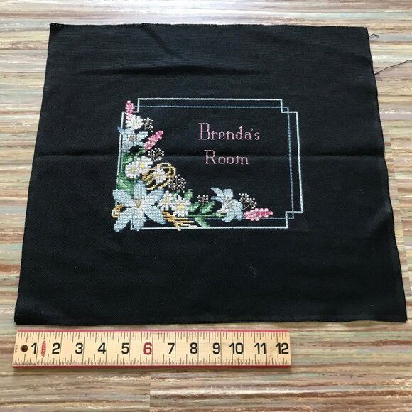 Brenda's Room Floral Personalized Completed Cross Stitch Embroidery - Picture 2 of 3